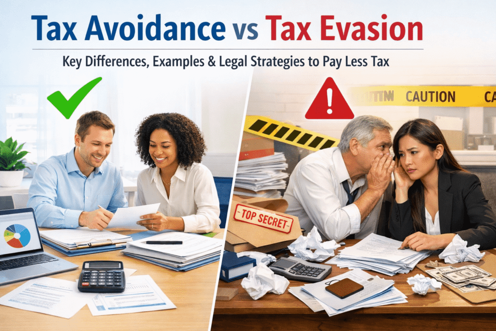 Tax Avoidance vs Tax Evasion: Key Differences, Examples & Legal Strategies to Pay Less Tax