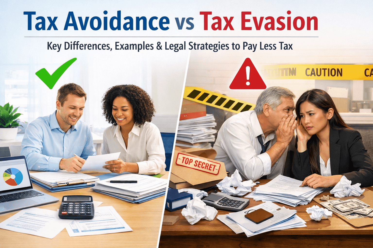 Tax Avoidance vs Tax Evasion: Key Differences, Examples & Legal Strategies to Pay Less Tax