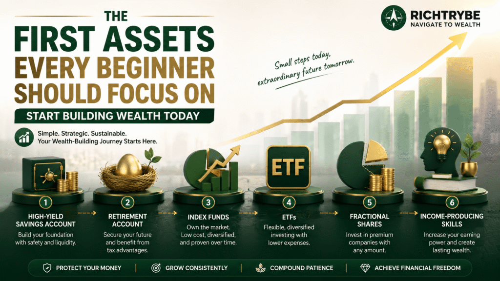 The first assets every beginner should focus on, shown in priority order